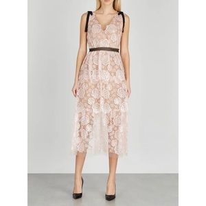 Self Portrait Starlet Rose Sequin-Embellished Lace Midi Dress - New w/tag